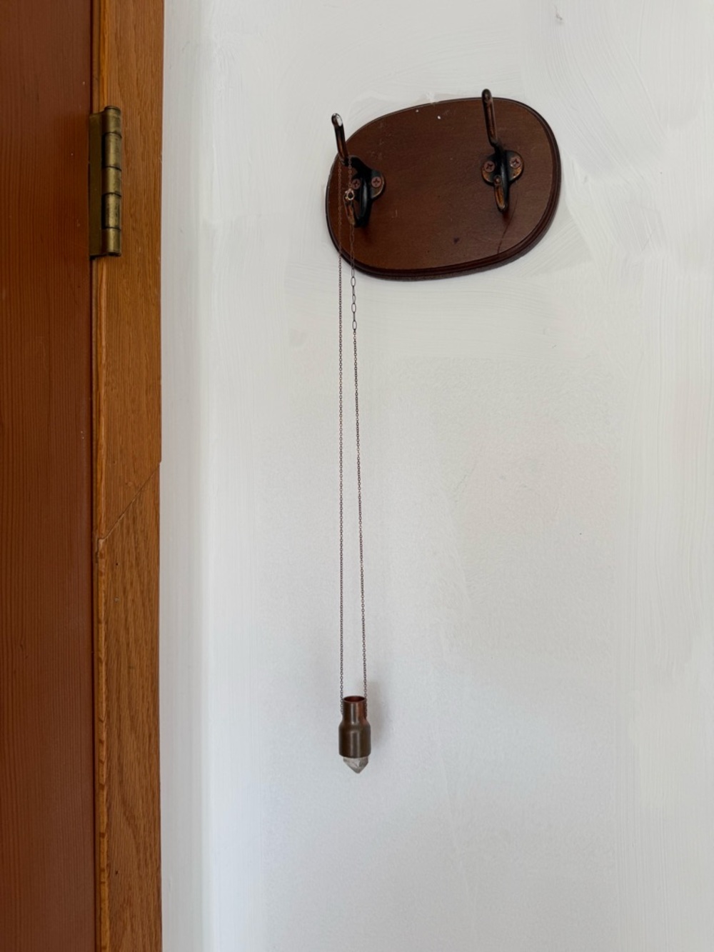 Brass Pendant Necklace with Clear Crystal 18.5”